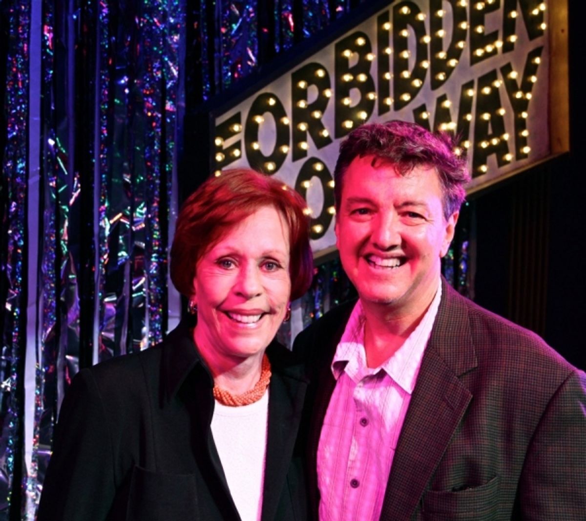 Carol Burnett and Forbidden Broadway producer John Freedson at 
