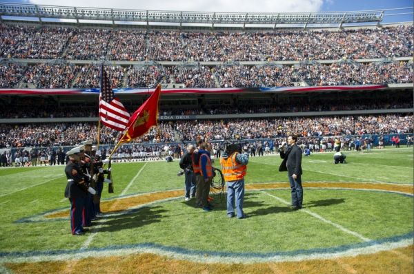 Photo Flash: LUCY's Bill Mendieta Performs National Anthem at Bears Game  Image