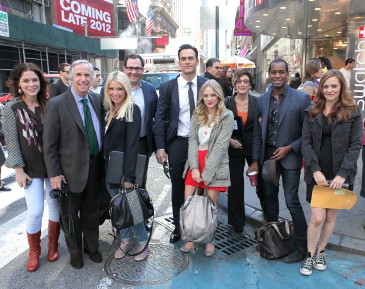  The cast and creative team of 'The Performers', from left, producer Amanda Lipitz, actor Henry Winkler, actress Ari Graynor, producer Scott M. Delman, actor Cheyenne Jackson, actress Jenni Barber, producer Robyn Goodman, actor Daniel Breaker and actress  at 