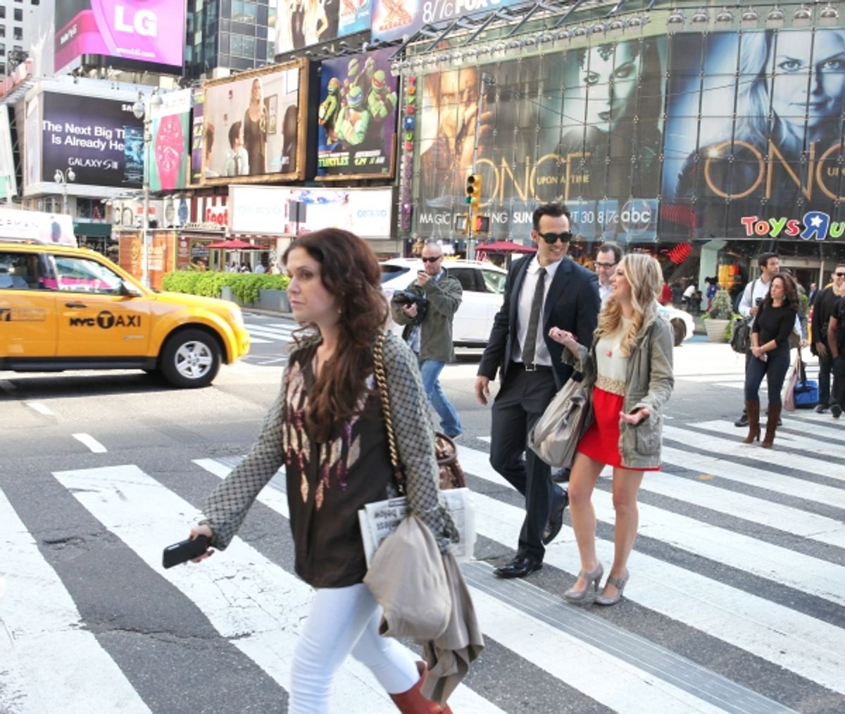  The cast and creative team of 'The Performers', from left, producer Amanda Lipitz, actor Cheyenne Jackson and actress Jenni Barber at 
