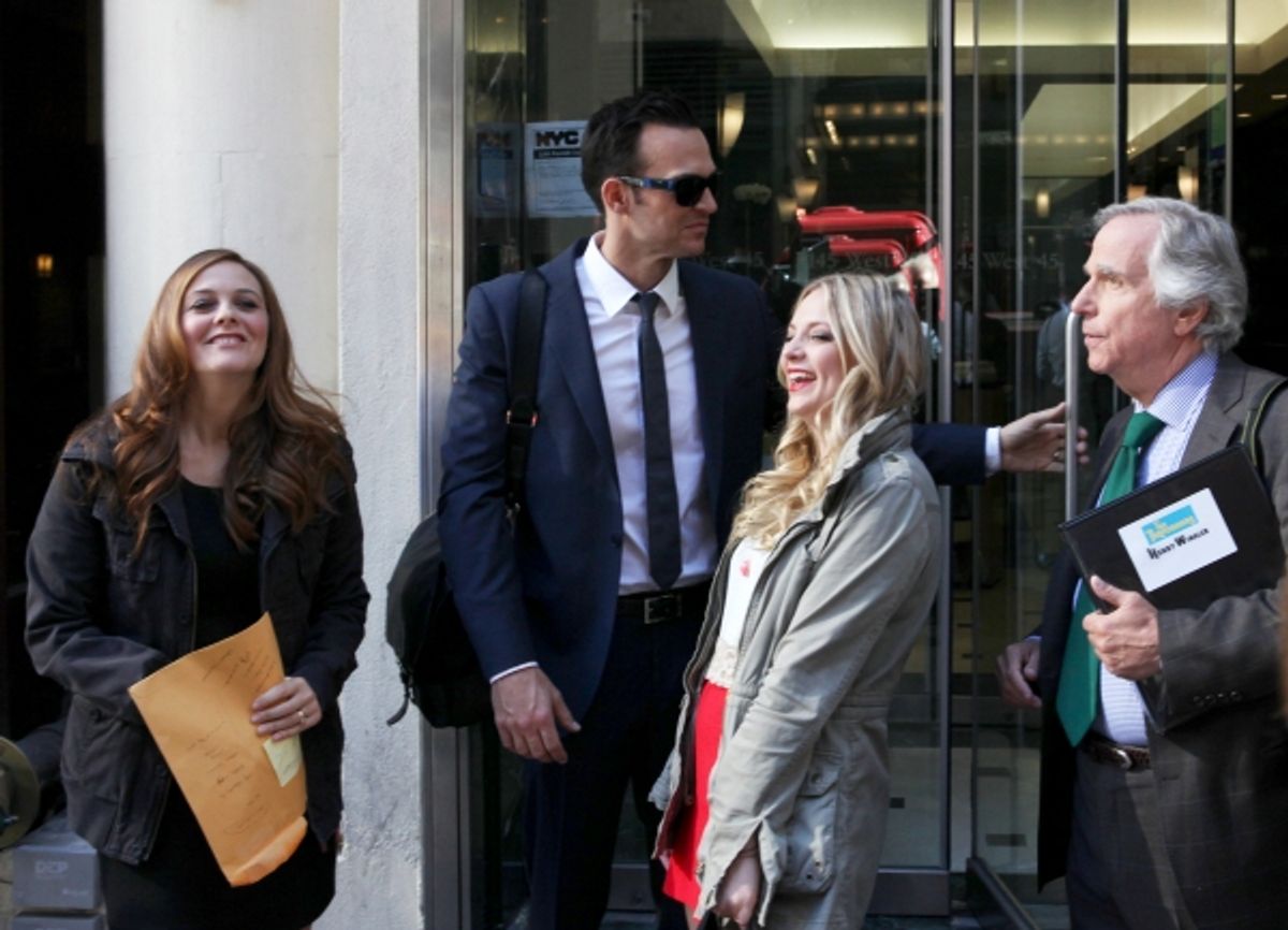 Alicia Silverstone, actor Cheyenne Jackson, actress Jenni Barber and actor Henry Winkle at 