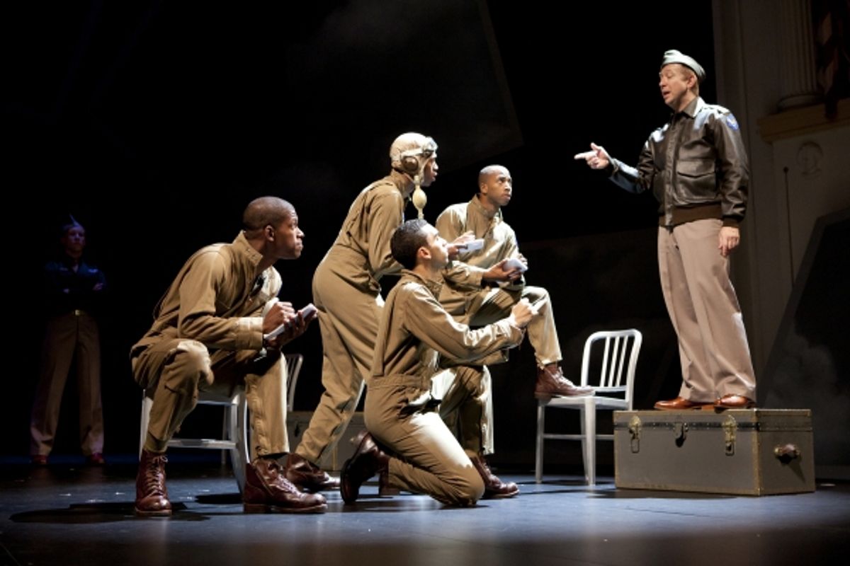  Mark Hairston, Damian Thompson, Christopher Wilson and Eric Berryman as Tuskegee Airmen, with James Konicek as Capt. OÃ¢â‚¬â„¢Hurley at 