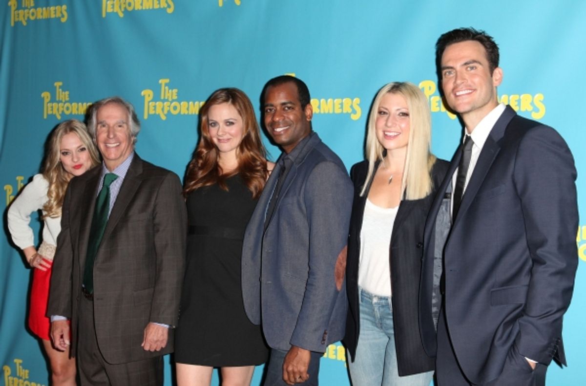  The cast of 'The Performers', from left, actress Jenni Barber, actor Henry Winkler, actress Alicia Silverstone, actor Daniel Breaker, actress Ari Graynor and actor Cheyenne Jackson  at 