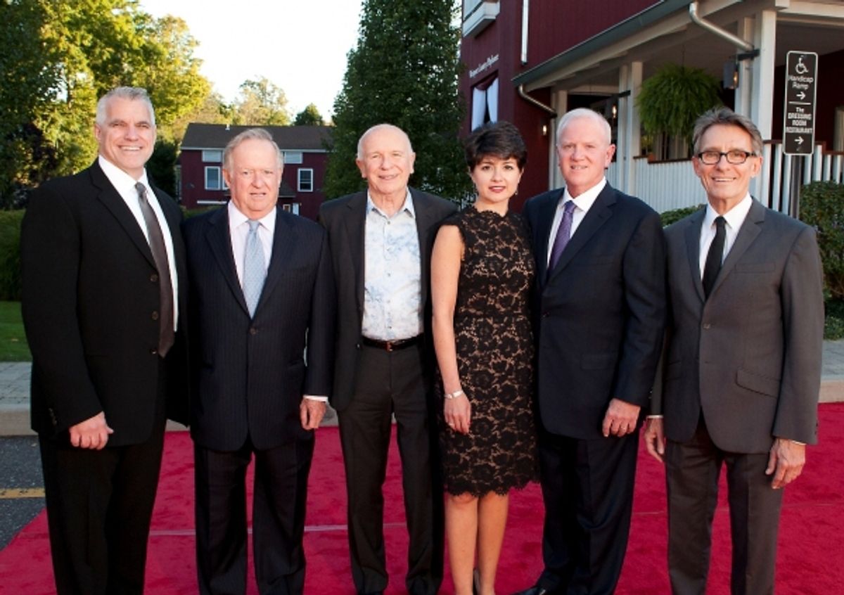  Michael Ross, Westport Country Playhouse managing director; Robert Stonehill, gala co-chair; Terrence McNally, honoree; Katia and John Friend, gala co-chairs; Mark Lamos, artistic director. Absent from photo: Carlyn Stonehill, gala co-chair at 