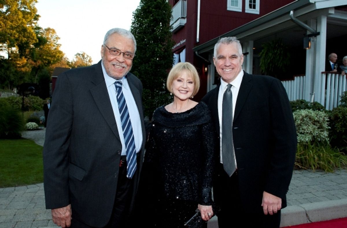  James Earl Jones, Westport Country Playhouse board of trustees member, and wife Cecilia Hart; Michael Ross, Playhouse managing director at 