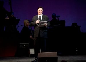 Nathan Lane, surprise guest. Background: Mary-Mitchell Campbell, music director Photo