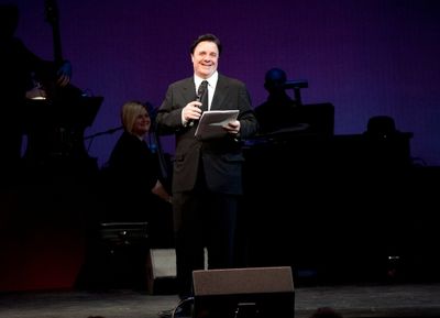  Nathan Lane, surprise guest. Background: Mary-Mitchell Campbell, music director Photo