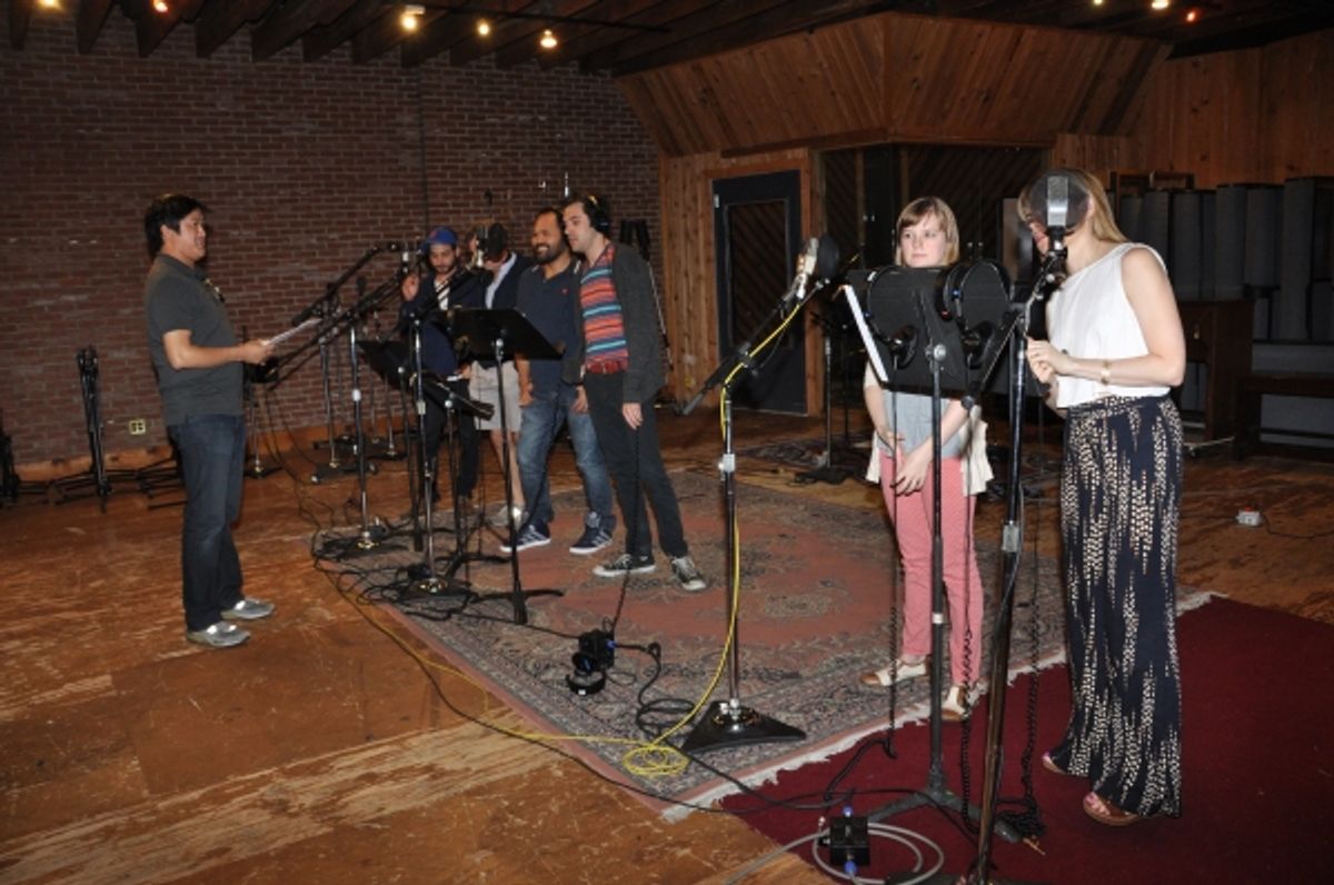 Marco Paquia directing-Teddy Bergman, Arnie Burton, Orvilel Mendoza, Adam Chanler-Berat, Betsy Hogg and Celia Keenan-Bolger at 