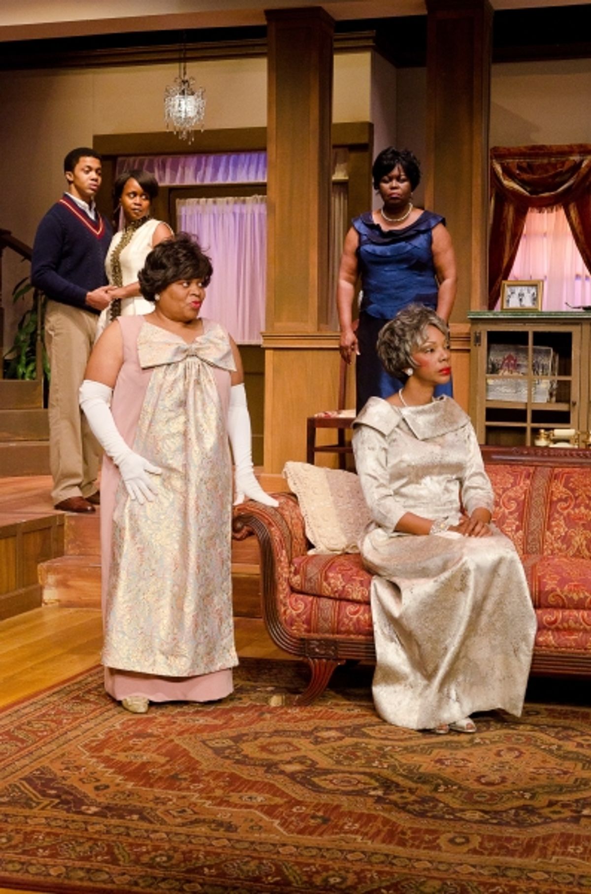L to R: Derrick Brent II as Bobby Green, Florence Garvey as Lillie Campbell Jackson, Joyce Anastasia as Catherine Adams Green, Detria Ward as Grace Dubose Dunbar, and Bebe Wilson as Alpha Campbell Jackson. at 