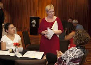 Teaching artist Katherine Harroff with community members @ BroadwayWorld Teaching artist Katherine Harroff with community members Photo