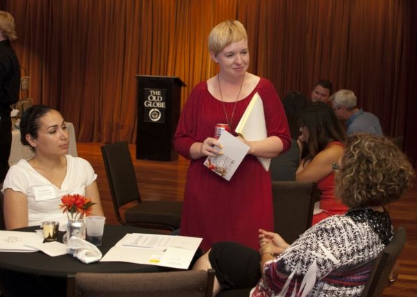 Teaching artist Katherine Harroff with community members Photo