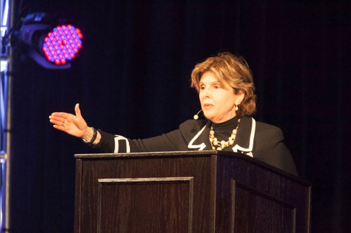 Gloria Allred addresses the more than 5000 conference attendees at 