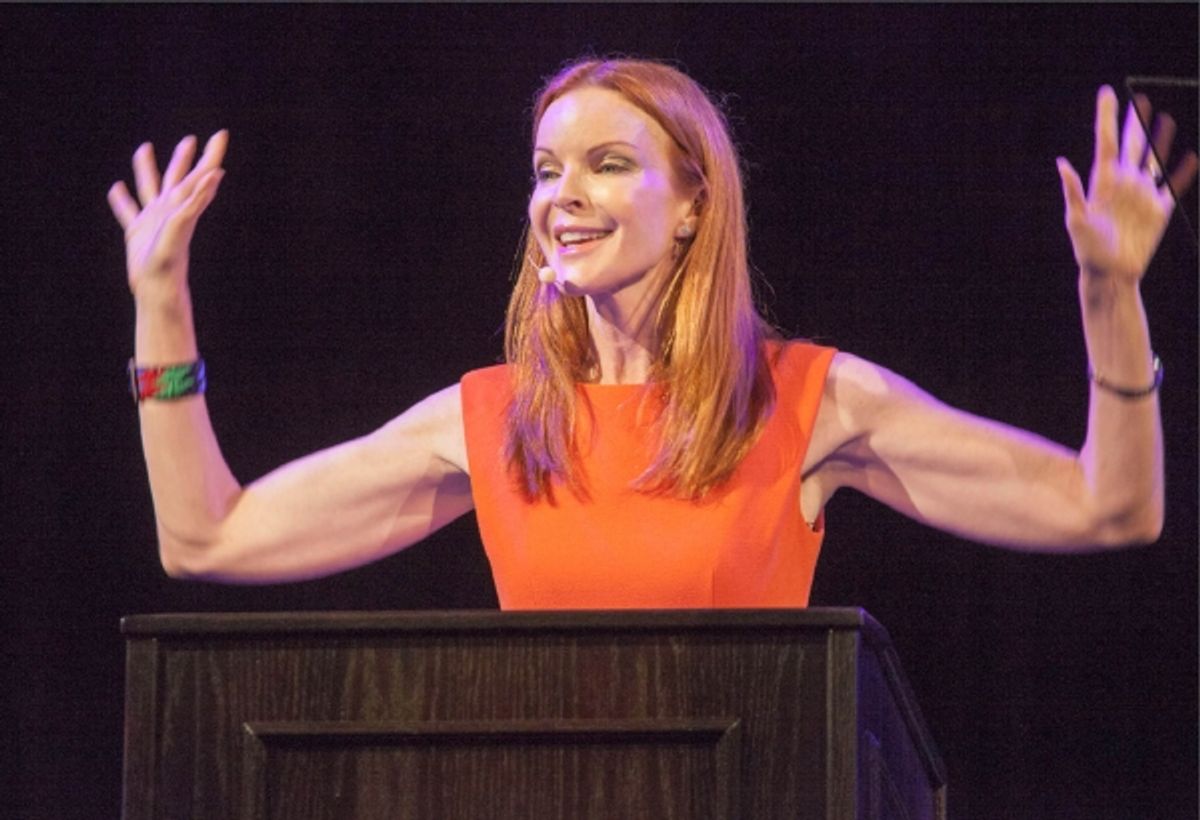Speaker Marcia Cross addresses the Crowd at 