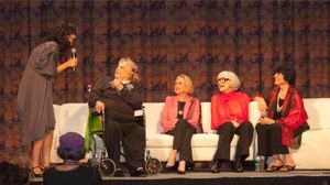 Michelle J. Patterson thanks the Legend Ladies panel members, Rose Marie, Tippi Hedren, Carol Channing and JoAnne Worley @ BroadwayWorld Michelle J. Patterson thanks the Legend Ladies panel members, Rose Marie, Tippi Hedre Photo