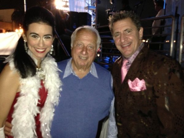 Sarah Spiegel (L) Tommy Lasorda (C), and Louis Prima Jr. (R)  Photo