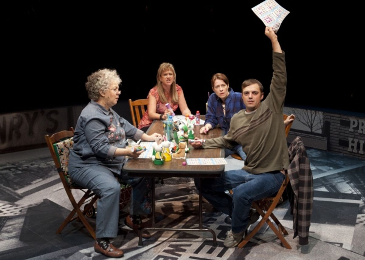 (from left) Robin Pearson Rose as Dottie, Carol Halstead as Jean, Eva Kaminsky as Margaret and James McMenamin as Stevie in the San Diego Premiere of David Lindsay-Abaire's Good People, directed by Paul Mullins, Sept. 29 - Oct. 28, 2012 at The Old Globe.  at 