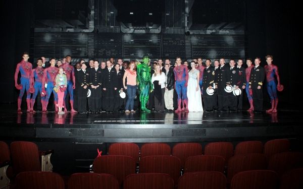  The Cast of Spider-Man Turn Off the Dark and the crew of the USS Michael Murphy Photo