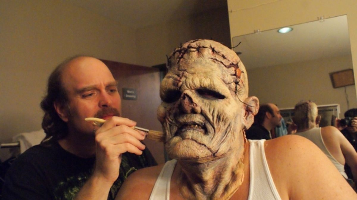  Phil Nichols applying The Creature Make-Up on Michael Raabe. at 