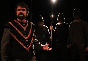 Clotaldo (David Grant) and the guards (Steve Garfinkel, Bobby Haworth, and Justin OÃ Photo