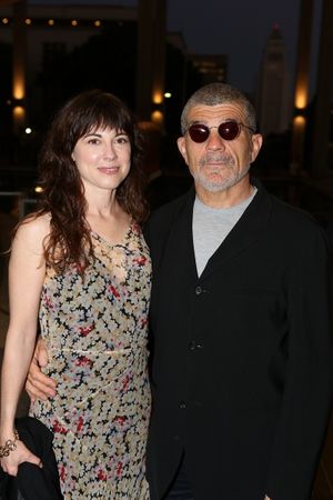 From left, actress Rebecca Pidgeon and Playwright David Mamet pose during the arrival Photo