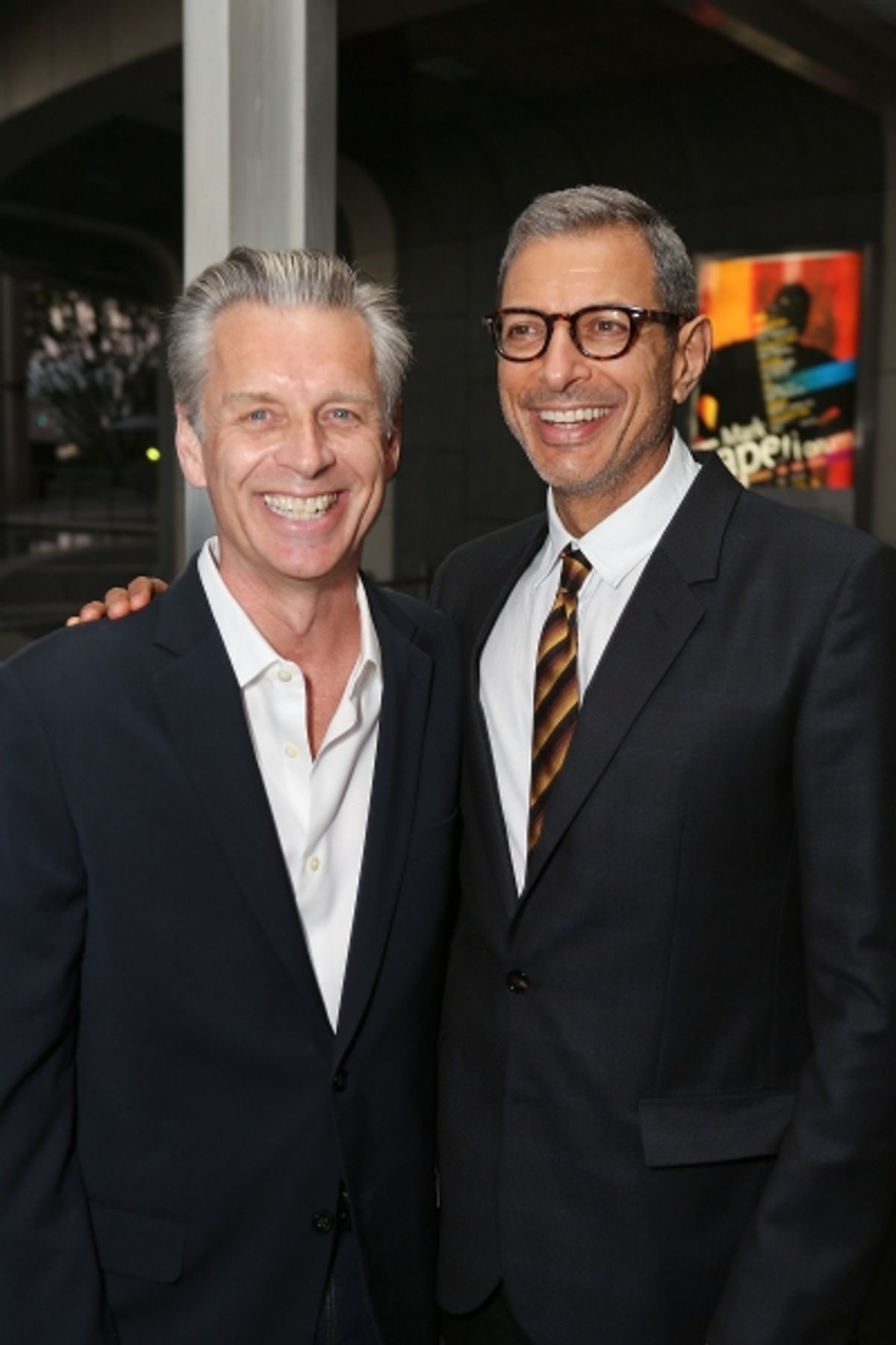From left, CTG Artistic Director Michael Ritchie and actor Jeff Goldblum pose during the arrivals for the opening night performance of 'November' at the Center Theatre Group/Mark Taper Forum on Sunday, Oct. 7, 2012, in Los Angeles, Calif. (Photo by Ryan  at 