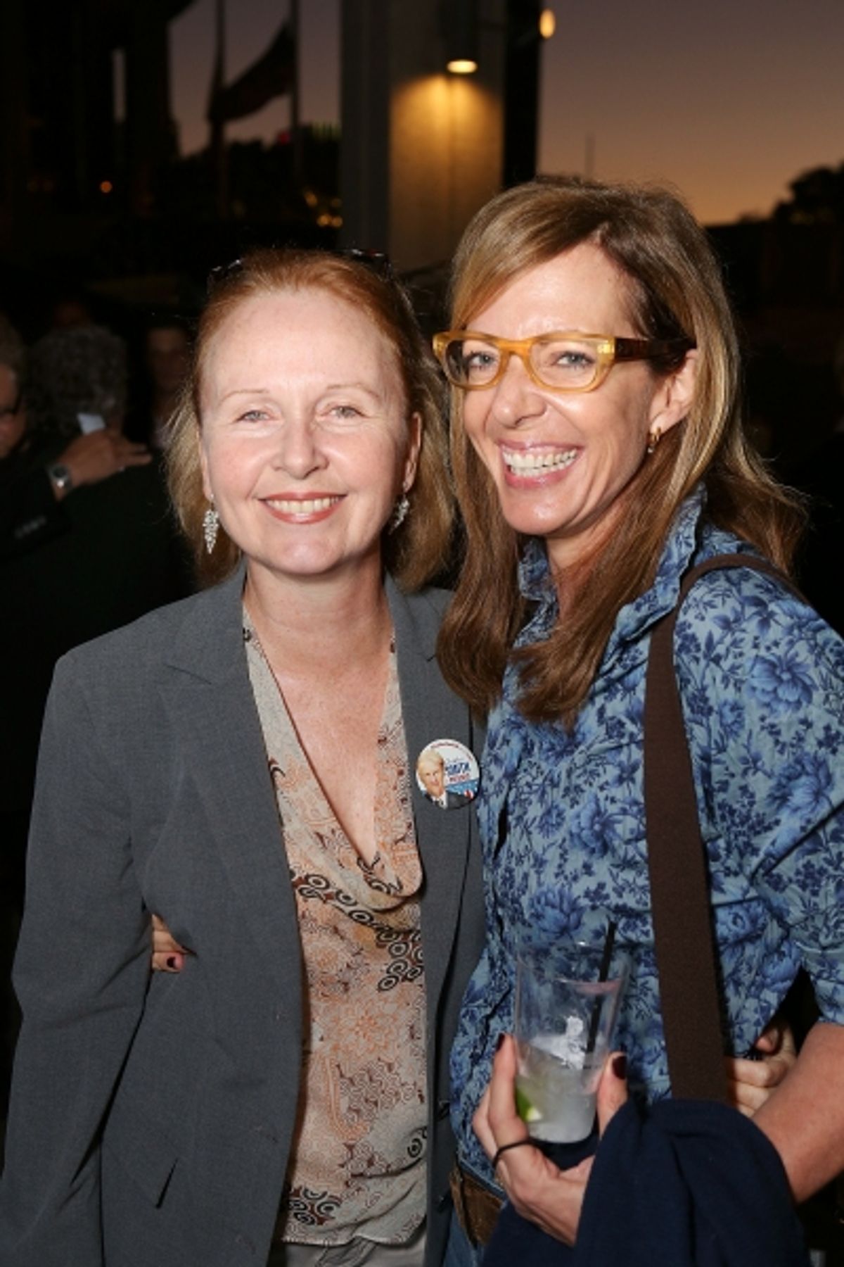 From left, Actresses Kate Burton and Allison Janney pose during the arrivals for the opening night performance of 'November' at the Center Theatre Group/Mark Taper Forum on Sunday, Oct. 7, 2012, in Los Angeles, Calif. (Photo by Ryan Miller/Capture Imagin
 at 