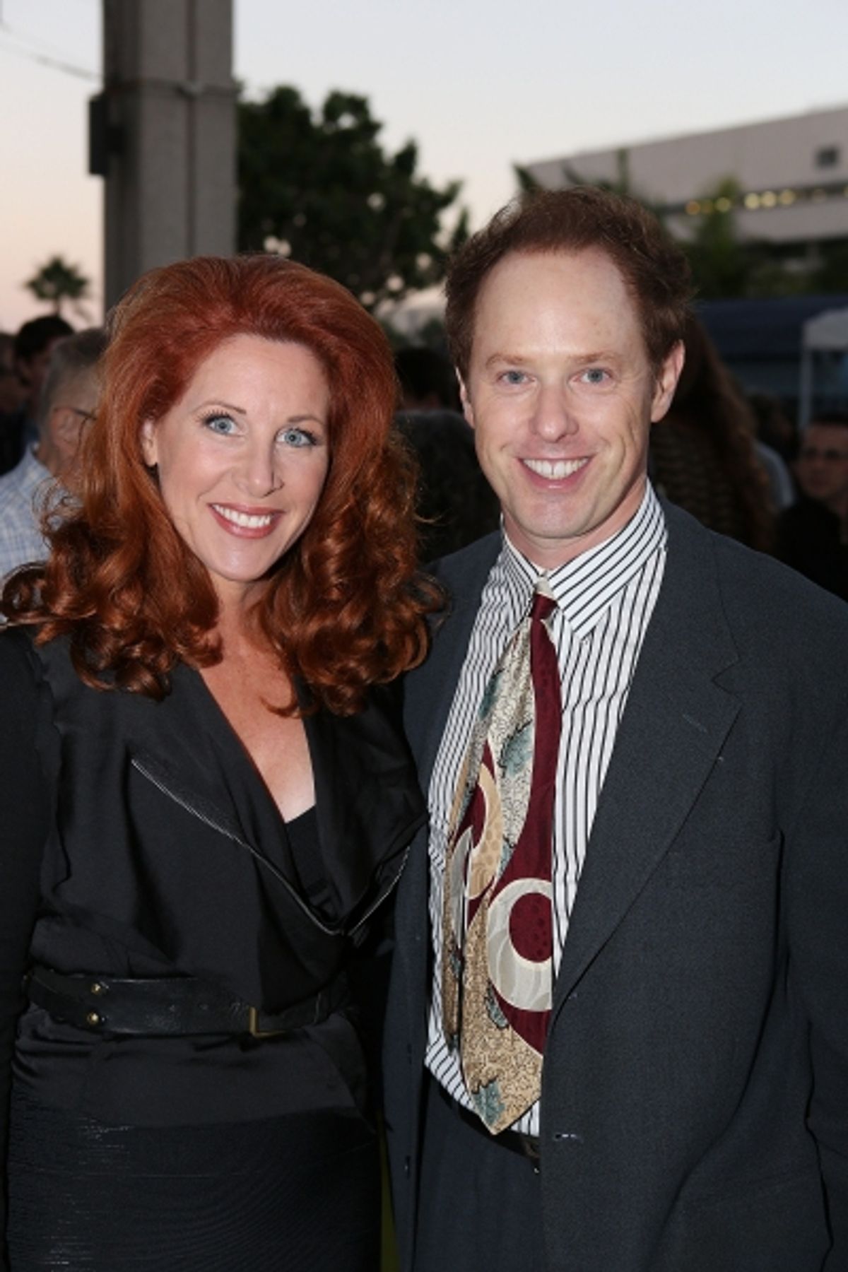 From left, Jenna DeAngeles and actor Raphael Sbarge pose during the arrivals for the opening night performance of 'November' at the Center Theatre Group/Mark Taper Forum on Sunday, Oct. 7, 2012, in Los Angeles, Calif. (Photo by Ryan Miller/Capture Imagin
 at 