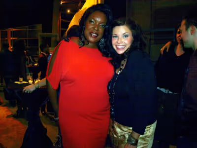 Sabrina Elayne Carten, who plays the Blues Singer, and Mary Bridget Davies, who plays Photo