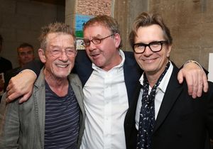 From left, cast member John Hurt, director Michael Colgan and actor Gary Oldman pose  Photo