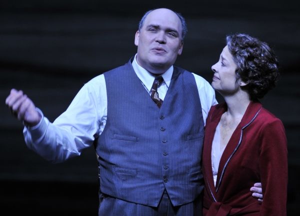 (Left to Right) Glenn Fleshler as Willy Loman and Josie de Guzman as Linda. Photo