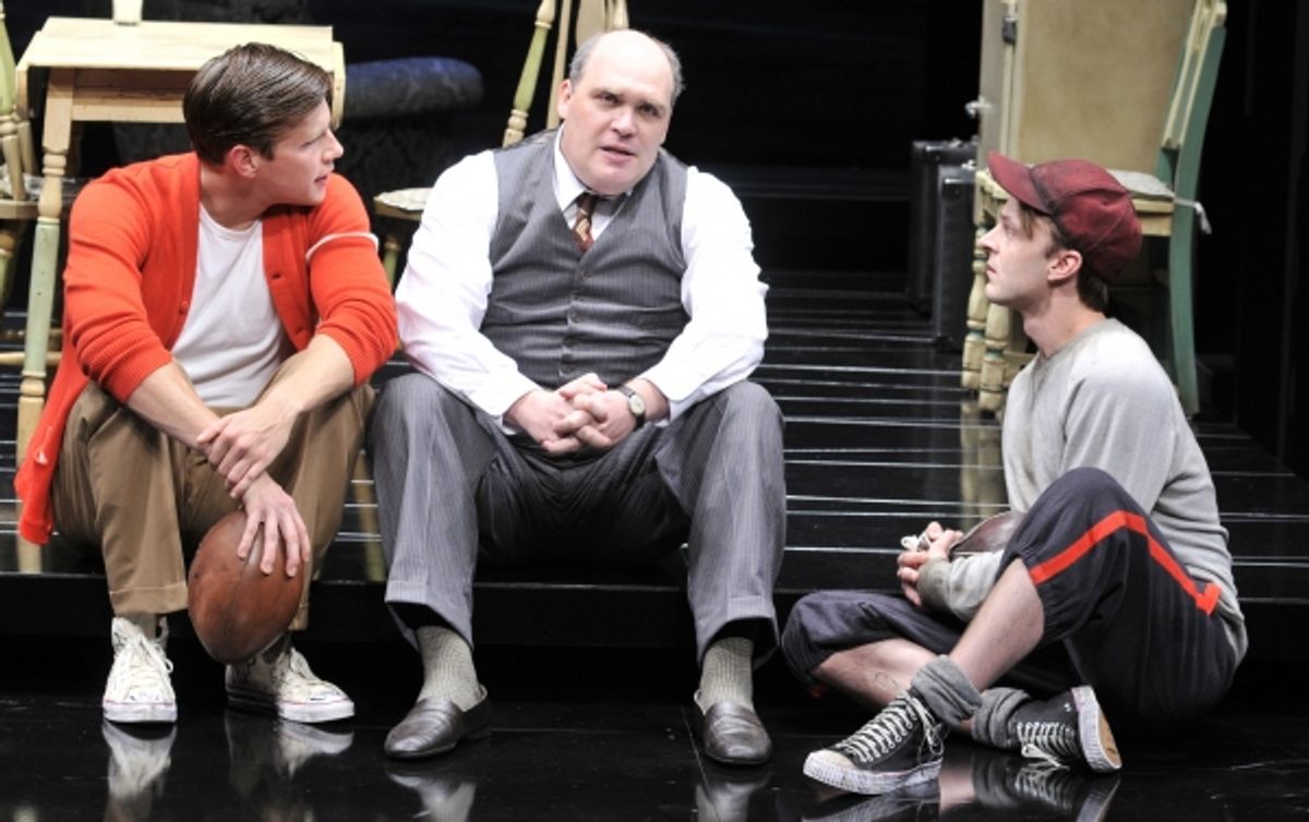 (Left to Right) Zachary Spicer as Biff, Glenn Fleshler as Willy Loman and Jay Sullivan as Happy. at 
