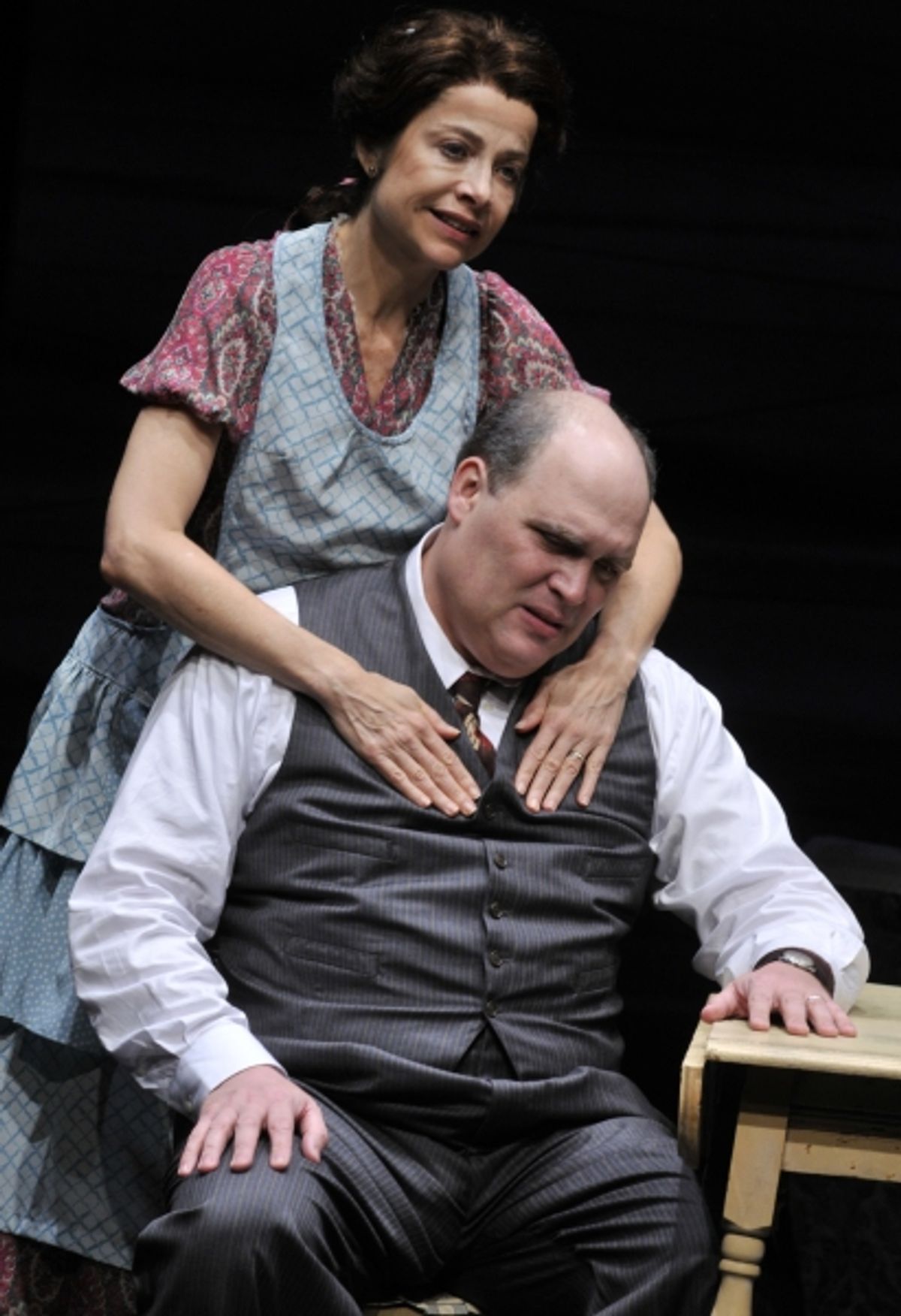 (Left to Right) Josie de Guzman as Linda and Glenn Fleshler as Willy Loman.
 at 