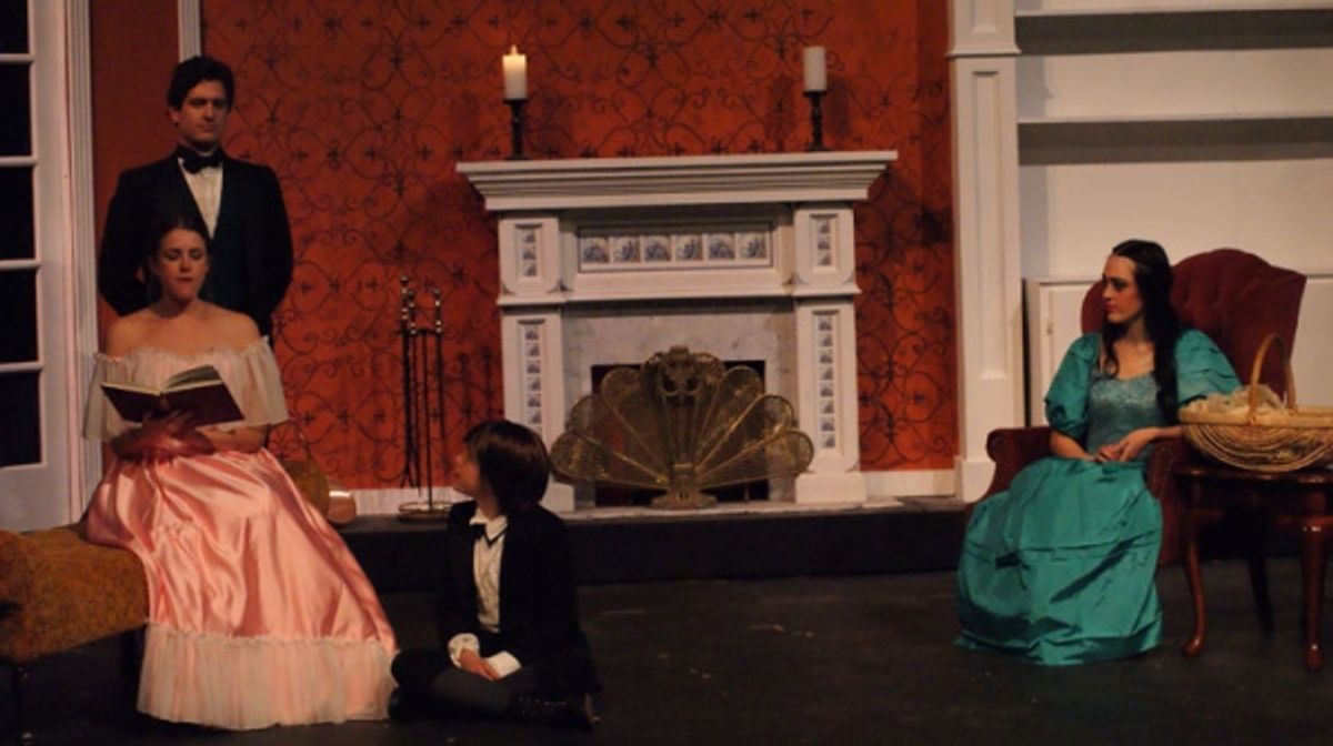 Frankenstein family : Victor (Louis Crespo, Jr.), Elizabeth (Jennifer Westbrook), William (Clara Marsh) and Justine (Amesti Reioux) at 