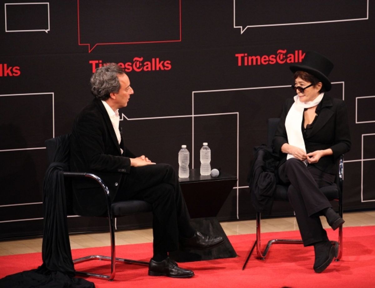Yoko Ono and  Michael Kimmelman at 