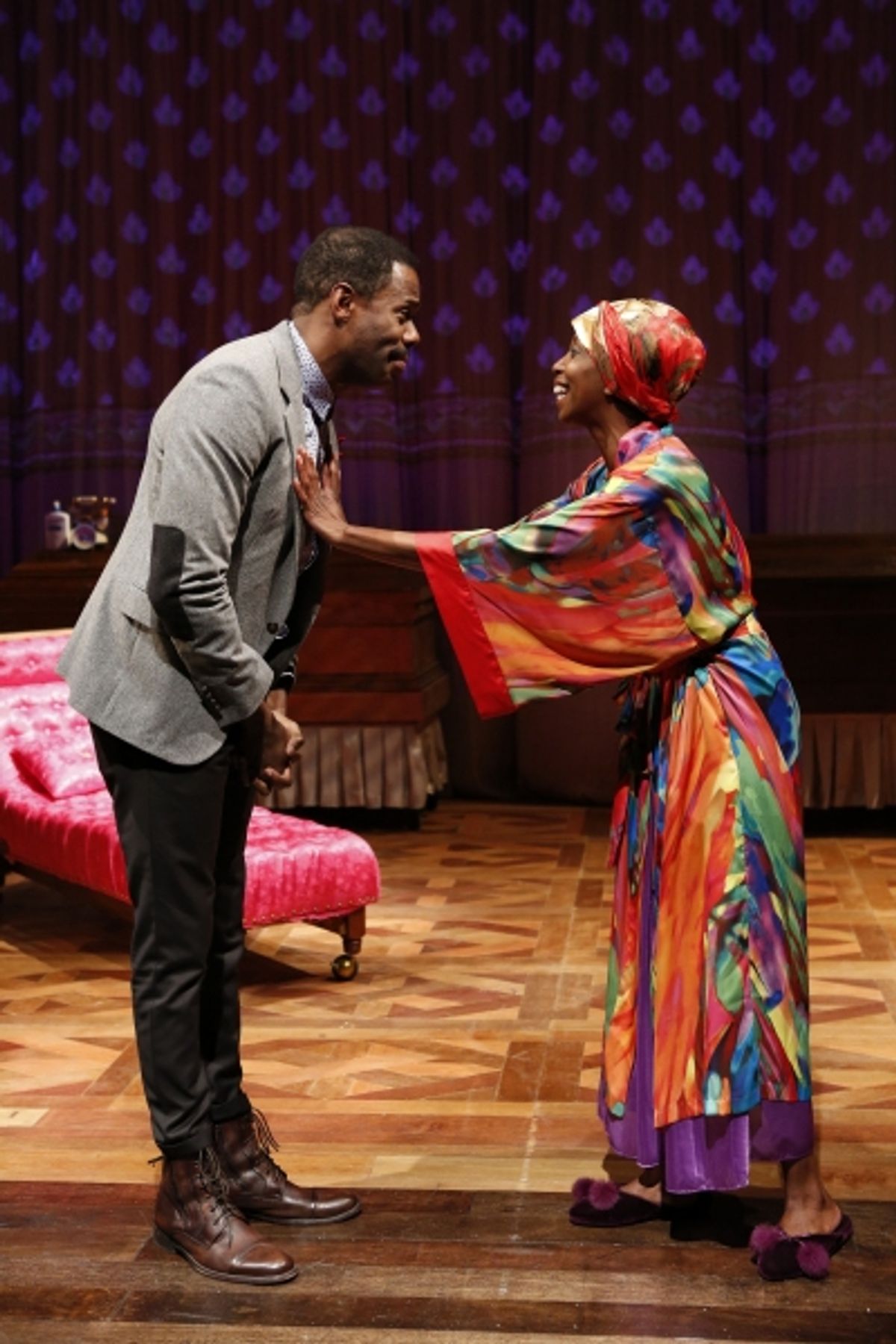 Colman Domingo and Sharon Washington in Wild With Happy, written by Colman Domingo and directed by Robert O'Hara, running at The Public Theater at Astor Place from October 9 through November 11. Photo credit: Joan Marcus. at 