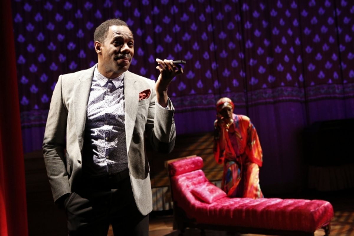 Sharon Washington and Colman Domingo in Wild With Happy, written by Colman Domingo and directed by Robert O'Hara, running at The Public Theater at Astor Place from October 9 through November 11. Photo credit: Joan Marcus. at 