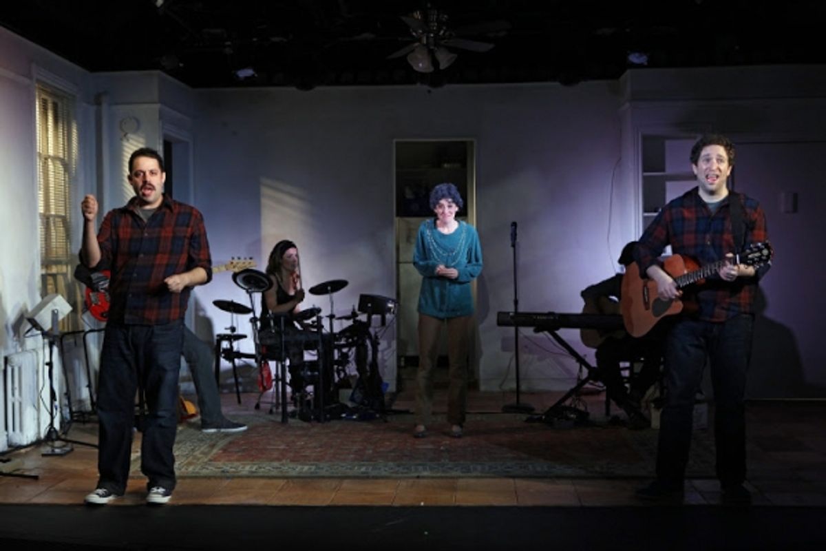 Steve Rosen and David Rossmer as Josh Cohen with Kate Wetherhead as Irma Cohen at 