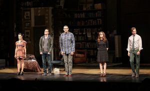 From left, cast members Jennifer Ikeda, Greg Keller, Jeff Goldblum, Aya Cash and Luca Photo