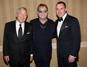 Robert Kraft, Sir Elton John and David Furnish Photo