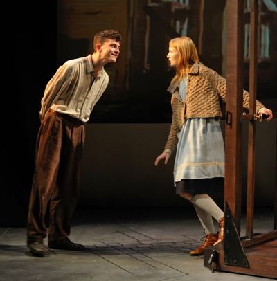 Rudy (Clancy McCartney) pays a visit to Liesel (Rae Gray)  Photo