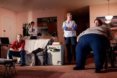 Tasha Lawrence as Mary, Cory Michael Smith as Elder Thomas, Cassie Beck as Liz and Sh Photo