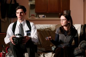 Cory Michael Smith as Elder Thomas and Reyna de Courcy as Ellie @ BroadwayWorld Cory Michael Smith as Elder Thomas and Reyna de Courcy as Ellie Photo