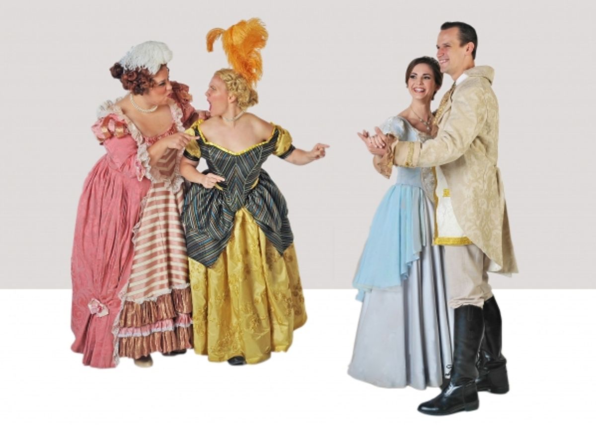 Daniella Painton (Stepsister Joy), Jennylind Paris (Stepsister Grace), Samantha Bruce (Cinderella) and Jake Delaney (Prince) at 