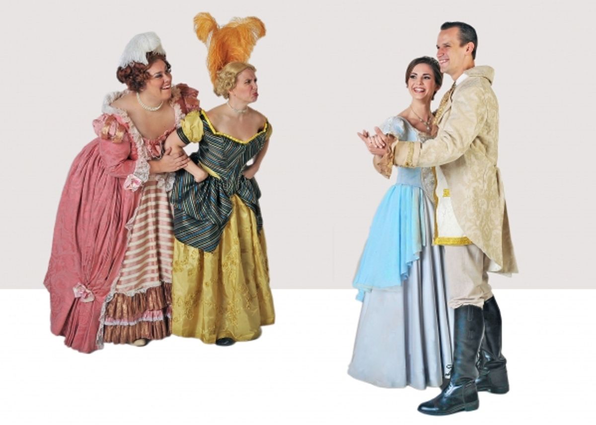 Daniella Painton (Stepsister Joy), Jennylind Paris (Stepsister Grace), Samantha Bruce (Cinderella) and Jake Delaney (Prince) at 