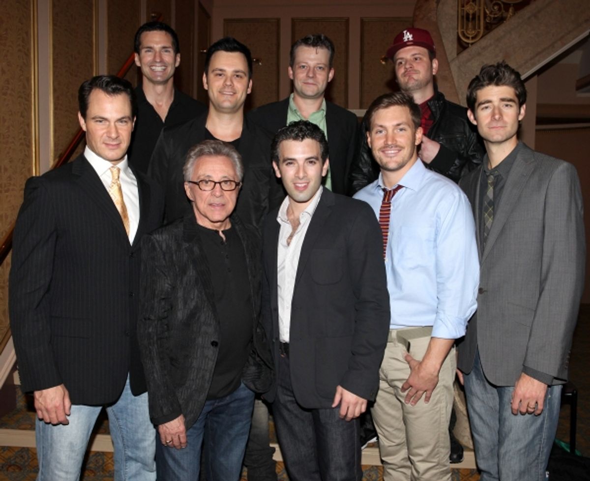 Todd Fournier, Brian Brigham, Jeremy Kushnier, Brandon Brigham, 
Matt Bogart, Frankie Valli, Jarrod Spector, Landon Fournier and Drew Gehling  at 