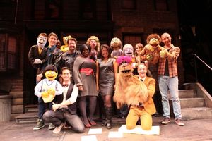 The cast of 'Avenue Q' (L to R) Darren Bluestone, Robin S. Walker, Jed Resnick, Nicholas Kohn, Danielle K. Thomas, Hazel Anne Raymundo, Veronica Kuehn, Lexy Fridell, Rob Morrison and Michael Liscio Jr. filming a PSA in support of the Public Broadcastin @ BroadwayWorld The cast of 'Avenue Q' (L to R) Darren Bluestone, Robin S. Walker, Jed Resnick, Nich Photo