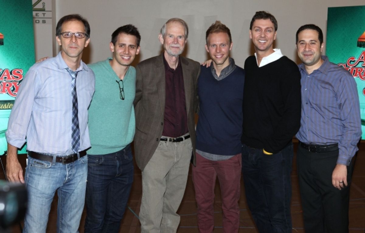 Director John Rando, Benj Pasek, Joseph Robinette,  Justin Paul, Warren Carlyle and Gerald Goehring at 