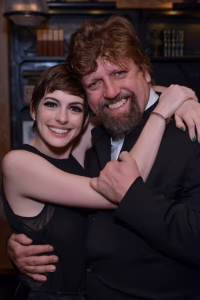 Anne Hathaway and Artistic Director Oskar Eustis Photo