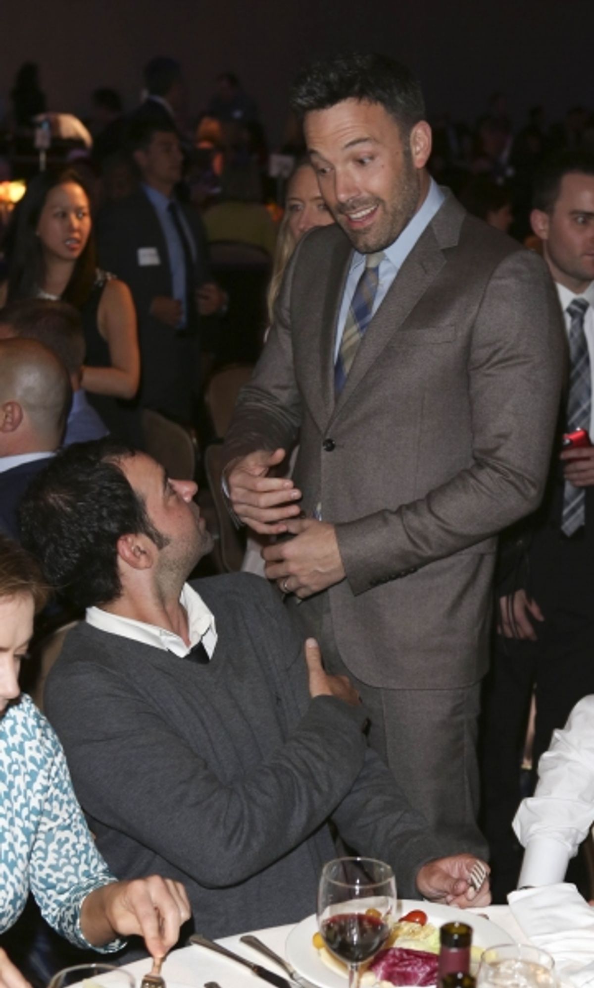 From left, actors Rory Cochrane and Ben Affleck, Career Achievement Award winner talk during the 2012 Casting Society of America Artios Awards held at the Beverly Hilton Hotel on Monday Oct. 29, 2012 in Beverly Hills, Calif. (Photo by Ryan Miller/Capture  at 