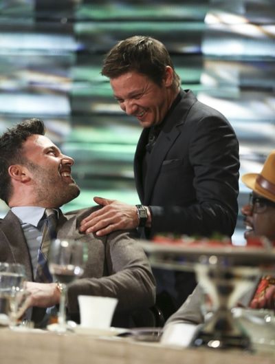 From left, Ben Affleck, Career Achievement Award winner and presenter actor Jeremy Re Photo